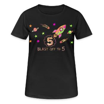 Blast Off To 5 Rakete Zeichnung - Frauen T-Shirt atmungsaktiv - Schwarz - Vorne - AI Model Female 172 light (172cm)