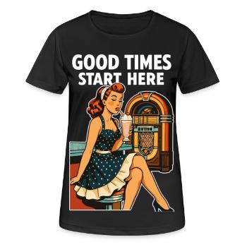 Rockabilly 50s Diner Milkshake Jukebox Retro - Women's Breathable T-Shirt - black - Front - AI Model Female 172 light (172cm)