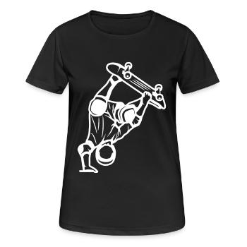 Skateboarder Zeichnung - Frauen T-Shirt atmungsaktiv - Schwarz - Vorne - AI Model Female 172 light (172cm)