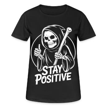 Bleib Positiv Grim Reaper Design - Frauen T-Shirt atmungsaktiv - Schwarz - Vorne - AI Model Female 172 light (172cm)