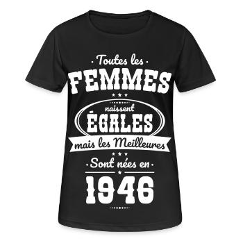 80 Jahre – Die Besten wurden 1946 geboren - Frauen T-Shirt atmungsaktiv - Schwarz - Vorne - AI Model Female 172 light (172cm)