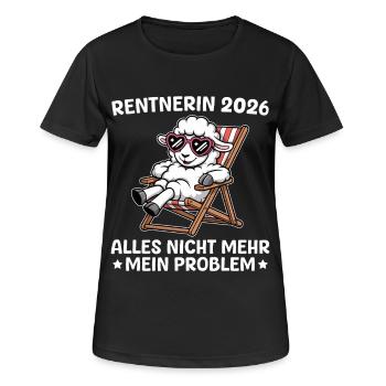 Pensioner 2026 Sheep in deckchair Farewell pension - Women's Breathable T-Shirt - black - Front - AI Model Female 172 light (172cm)
