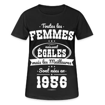 70 Jahre alt – Die Besten wurden 1956 geboren - Frauen T-Shirt atmungsaktiv - Schwarz - Vorne - AI Model Female 172 light (172cm)
