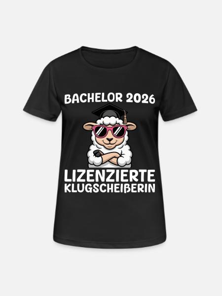 Bachelor 2026 Schaf Bachelorprüfung Bestanden - Frauen T-Shirt atmungsaktiv - Schwarz