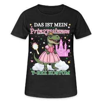 Dinosaurier Prinzessin Kostüm Karneval Fasching  - Frauen T-Shirt atmungsaktiv - Schwarz - Vorne - AI Model Female 172 light (172cm)