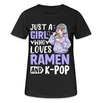 Juste une fille qui adore les ramen et la K-pop - T-shirt respirant Femme - noir - Devant - AI Model Female 172 light (172cm)