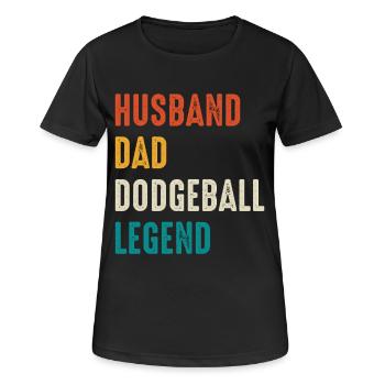 Légende du ballon au prisonnier : Mari Papa - T-shirt respirant Femme - noir - Devant - AI Model Female 172 light (172cm)