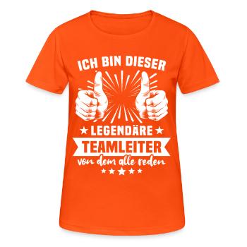 Teamleiter Legende - Frauen T-Shirt atmungsaktiv - Neonorange - Vorne - AI Model Female 172 dark (172cm)