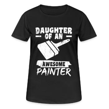 Tochter eines tollen Malers - Frauen T-Shirt atmungsaktiv - Schwarz - Vorne - AI Model Female 172 light (172cm)