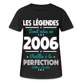 2006 – Legends – Perfekt gereift - Frauen T-Shirt atmungsaktiv - Schwarz - Vorne - AI Model Female 172 light (172cm)