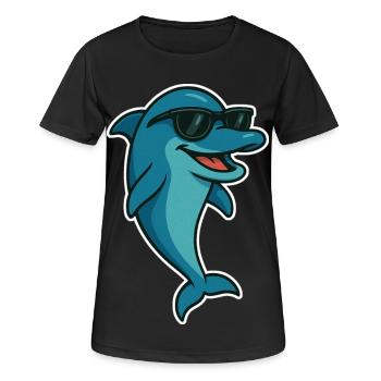 Delfin mit Sonnebrille - Frauen T-Shirt atmungsaktiv - Schwarz - Vorne - AI Model Female 172 light (172cm)