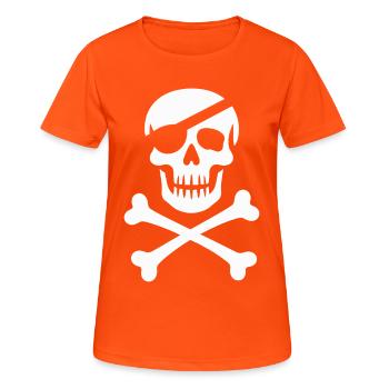 Le classique Jolly Roger Pirate Scream - T-shirt respirant Femme - orange néon - Devant - AI Model Female 172 dark (172cm)