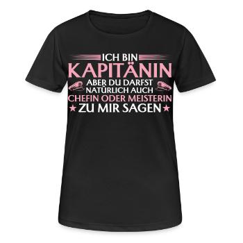 Capitaine, Patron ou Maître - Marin - T-shirt respirant Femme - noir - Devant - AI Model Female 172 light (172cm)