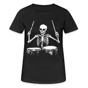 Batteur Squelette Batterie Batterie Batterie - T-shirt respirant Femme - noir - Devant - AI Model Female 172 light (172cm)