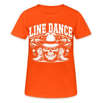 Line Dance Skull Cowboy - Women's Breathable T-Shirt - neon orange - Front - AI Model Female 172 dark (172cm)