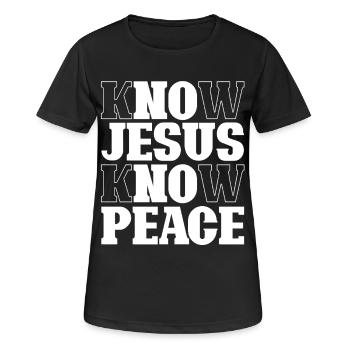 Know Jesus Know Peace Lettering - Women's Breathable T-Shirt - black - Front - AI Model Female 172 light (172cm)