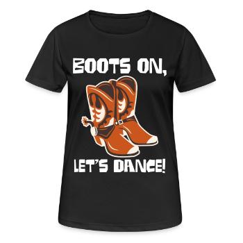 Boots On: Dancing Cowboy Boots - Women's Breathable T-Shirt - black - Front - AI Model Female 172 light (172cm)