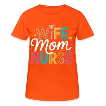 Wife Mom Nurse Leopard - Frauen T-Shirt atmungsaktiv - Neonorange - Vorne - AI Model Female 172 dark (172cm)