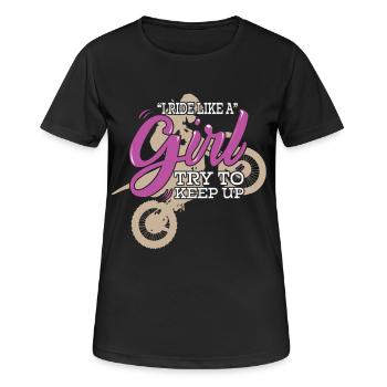 Motocross Je roule comme une fille en essayant de suivre le rythme - T-shirt respirant Femme - noir - Devant - AI Model Female 172 light (172cm)