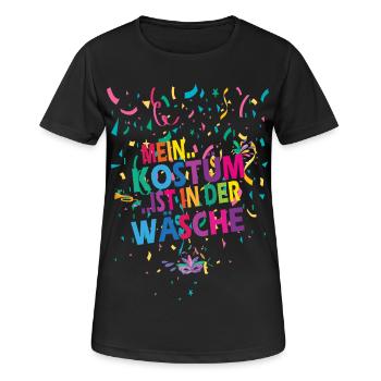 Mein Kostüm ist in der Wäsche - Karneval - Spruch - Frauen T-Shirt atmungsaktiv - Schwarz - Vorne - AI Model Female 172 light (172cm)