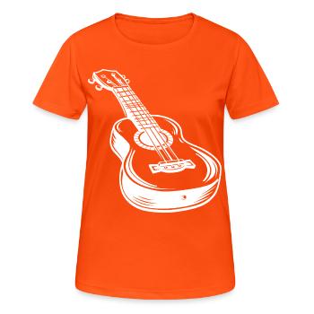 Ukulele Skizze - Frauen T-Shirt atmungsaktiv - Neonorange - Vorne - AI Model Female 172 dark (172cm)
