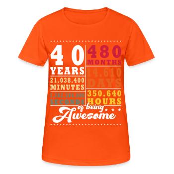 40 Jahre Vierzigster Geburtstag - Frauen T-Shirt atmungsaktiv - Neonorange - Vorne - AI Model Female 172 dark (172cm)