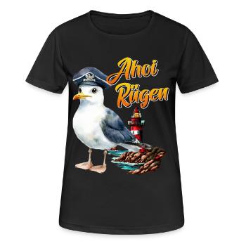 Vacances en mer Baltique AHOI RÜGEN Fun - T-shirt respirant Femme - noir - Devant - AI Model Female 172 light (172cm)