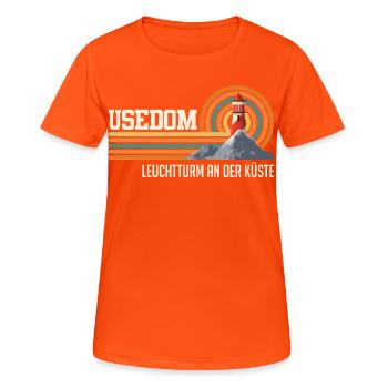 USEDOM LIGHTHOUSE ON THE COAST Fun - Women's Breathable T-Shirt - neon orange - Front - AI Model Female 172 dark (172cm)