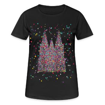 Kölner Dom Fasching Karneval Konfetti Kostüm  - Frauen T-Shirt atmungsaktiv - Schwarz - Vorne - AI Model Female 172 light (172cm)