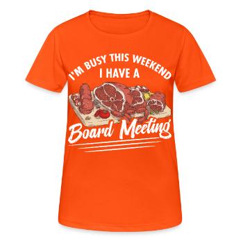 Réunion du conseil de charcuterie Aliments Charcuterie - T-shirt respirant Femme - orange néon - Devant - AI Model Female 172 dark (172cm)