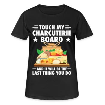 Plateau de charcuterie avec couvercle fromage et charcuterie - T-shirt respirant Femme - noir - Devant - AI Model Female 172 light (172cm)
