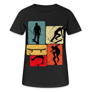 Skateboard Skate Skateur Fan de skate - T-shirt respirant Femme - noir - Devant - AI Model Female 172 light (172cm)