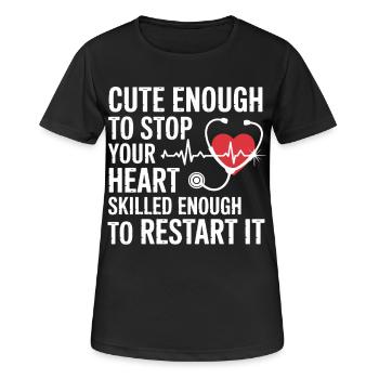 Redémarrage du cœur : mignon et fort - T-shirt respirant Femme - noir - Devant - AI Model Female 172 light (172cm)
