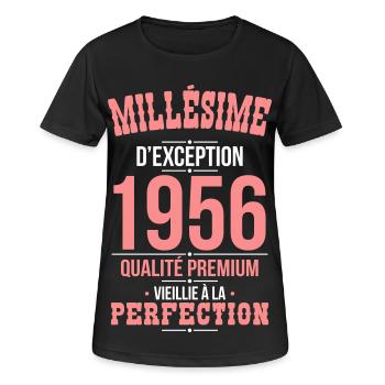 1956 – Millésime d’exception – Qualité premium - T-shirt respirant Femme - noir - Devant - AI Model Female 172 light (172cm)