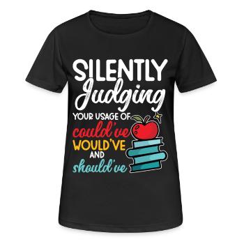 Enseignant d’anglais Premier jour d’école - T-shirt respirant Femme - noir - Devant - AI Model Female 172 light (172cm)