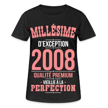 2008 – Außergewöhnlicher Vintage – Premiumqualität - Frauen T-Shirt atmungsaktiv - Schwarz - Vorne - AI Model Female 172 light (172cm)