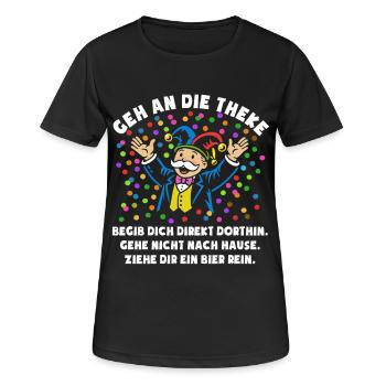 Jubel | Konfetti | Geh an die Theke | Kostüm - Frauen T-Shirt atmungsaktiv - Schwarz - Vorne - AI Model Female 172 light (172cm)