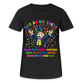 Jubel | Konfetti | Geh an die Theke | Kostüm - Frauen T-Shirt atmungsaktiv - Schwarz - Vorne - AI Model Female 172 light (172cm)