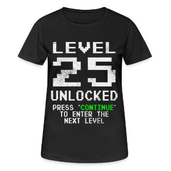 T-shirt déverrouillé niveau 25 Chemise du 25e anniversaire - T-shirt respirant Femme - noir - Devant - AI Model Female 172 light (172cm)