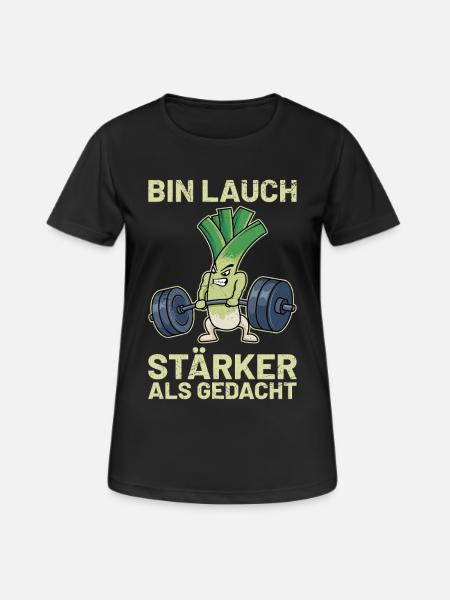 Weightlifter BIN LEEK STRONGER THAN EXPECTED Funny - Women's Breathable T-Shirt - black