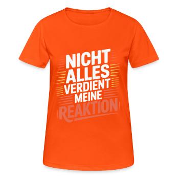 Peu importe. Aucune réaction. - T-shirt respirant Femme - orange néon - Devant - AI Model Female 172 dark (172cm)