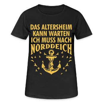 Grandpa RETIREMENT HOME CAN WAIT HAS TO GO TO NORDDEICH - Women's Breathable T-Shirt - black - Front - AI Model Female 172 light (172cm)