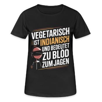 Vegetarisch ist Indianisch BBQ Grill Spruch - Frauen T-Shirt atmungsaktiv - Schwarz - Vorne - AI Model Female 172 light (172cm)