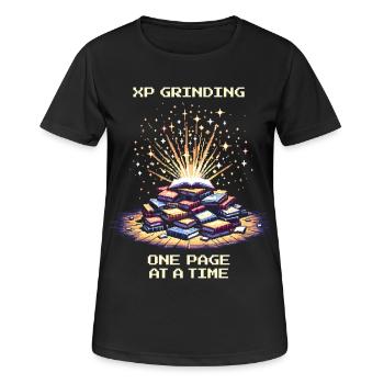 Grinder l’XP | Motivation de lecture page par page - T-shirt respirant Femme - noir - Devant - AI Model Female 172 light (172cm)