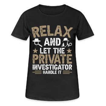 Privatdetektiv-Uniform-Kostüm - Frauen T-Shirt atmungsaktiv - Schwarz - Vorne - AI Model Female 172 light (172cm)