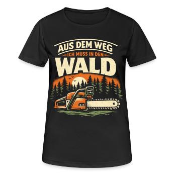 Lustiger Kettensäge Spruch Holzfäller Forstwirt - Frauen T-Shirt atmungsaktiv - Schwarz - Vorne - AI Model Female 172 light (172cm)