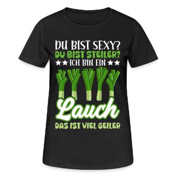 Salle de sport TU ES SEXY, TU ES PLUS RAIDE JE SUIS UN POIREAU - T-shirt respirant Femme - noir - Devant - AI Model Female 172 light (172cm)