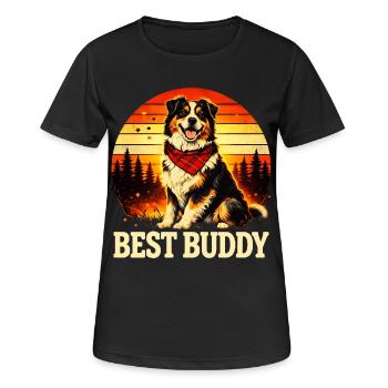 Australian Shepherd - Frauen T-Shirt atmungsaktiv - Schwarz - Vorne - AI Model Female 172 light (172cm)