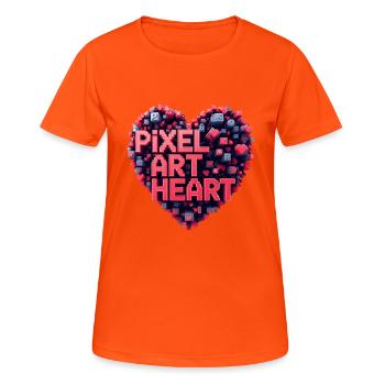Pixel Art Heart Collage - Women's Breathable T-Shirt - neon orange - Front - AI Model Female 172 dark (172cm)