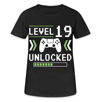 19e anniversaire Niveau 19 débloqué - T-shirt respirant Femme - noir - Devant - AI Model Female 172 light (172cm)